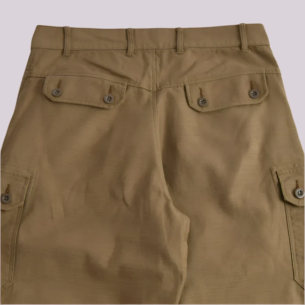Gypsy & Sons Beige Slub Cotton Sateen Czech Army Cargo Pants