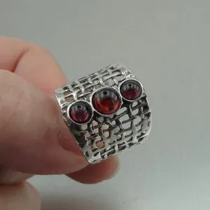Hadar Designers Handmade 925 Sterling Silver Red Garnet Ring 6,7,7.5,8,9 (H 142Y