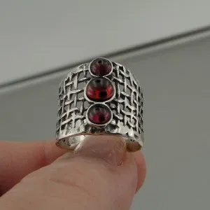 Hadar Designers Handmade 925 Sterling Silver Red Garnet Ring 6,7,7.5,8,9 (H 142Y