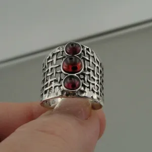 Hadar Designers Handmade 925 Sterling Silver Red Garnet Ring 6,7,7.5,8,9 (H 142Y
