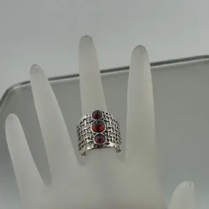 Hadar Designers Handmade 925 Sterling Silver Red Garnet Ring 6,7,7.5,8,9 (H 142Y