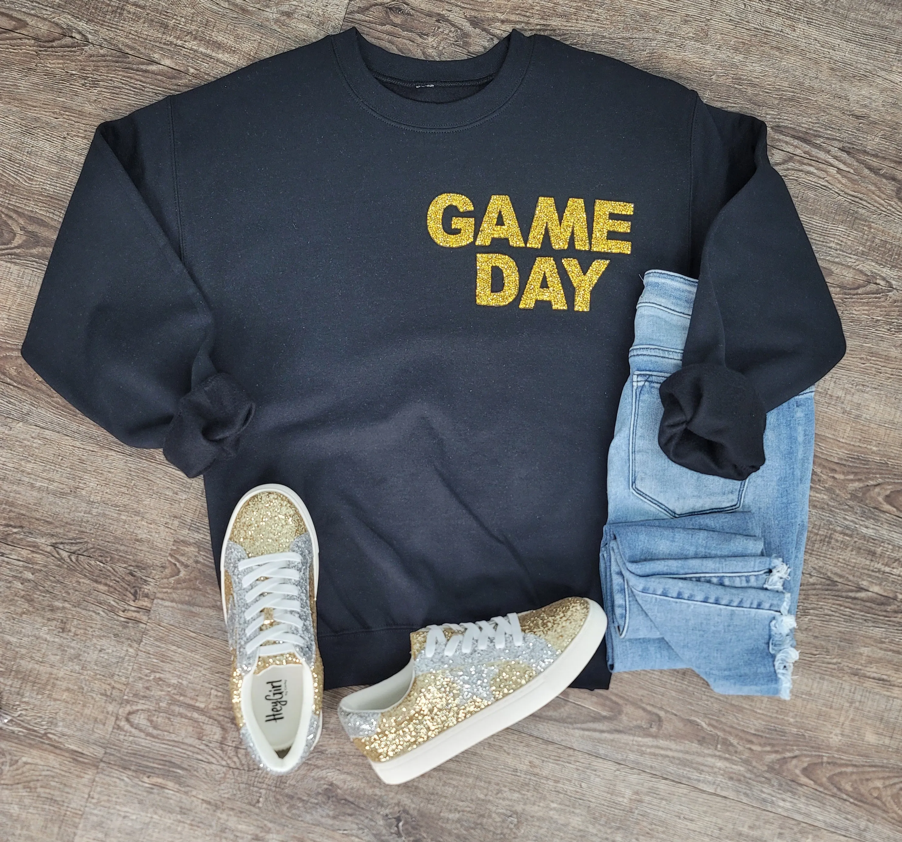 Hazel Blues® |  Game Day Rhinestones Patch Sweatshirt