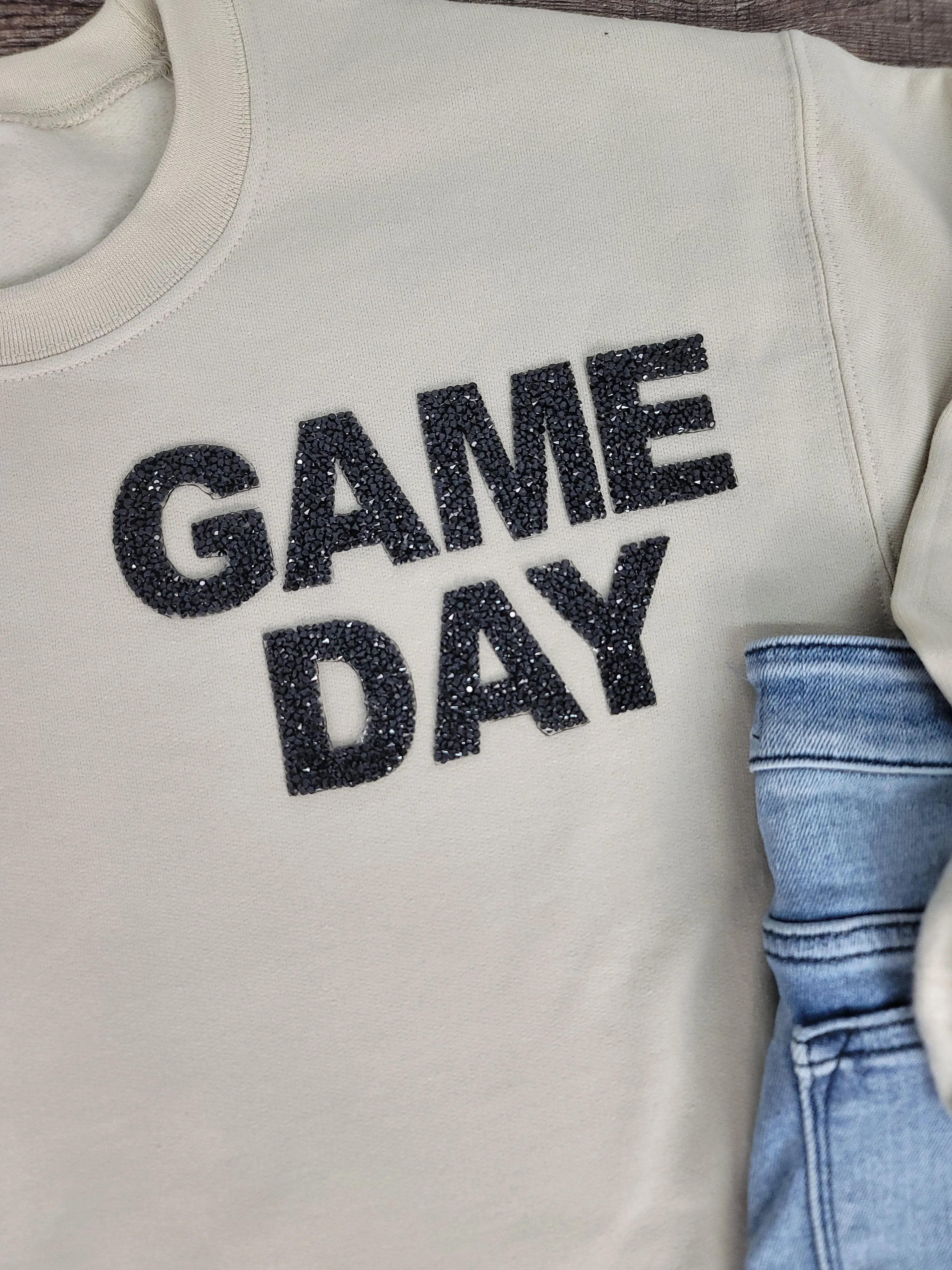 Hazel Blues® |  Game Day Rhinestones Patch Sweatshirt