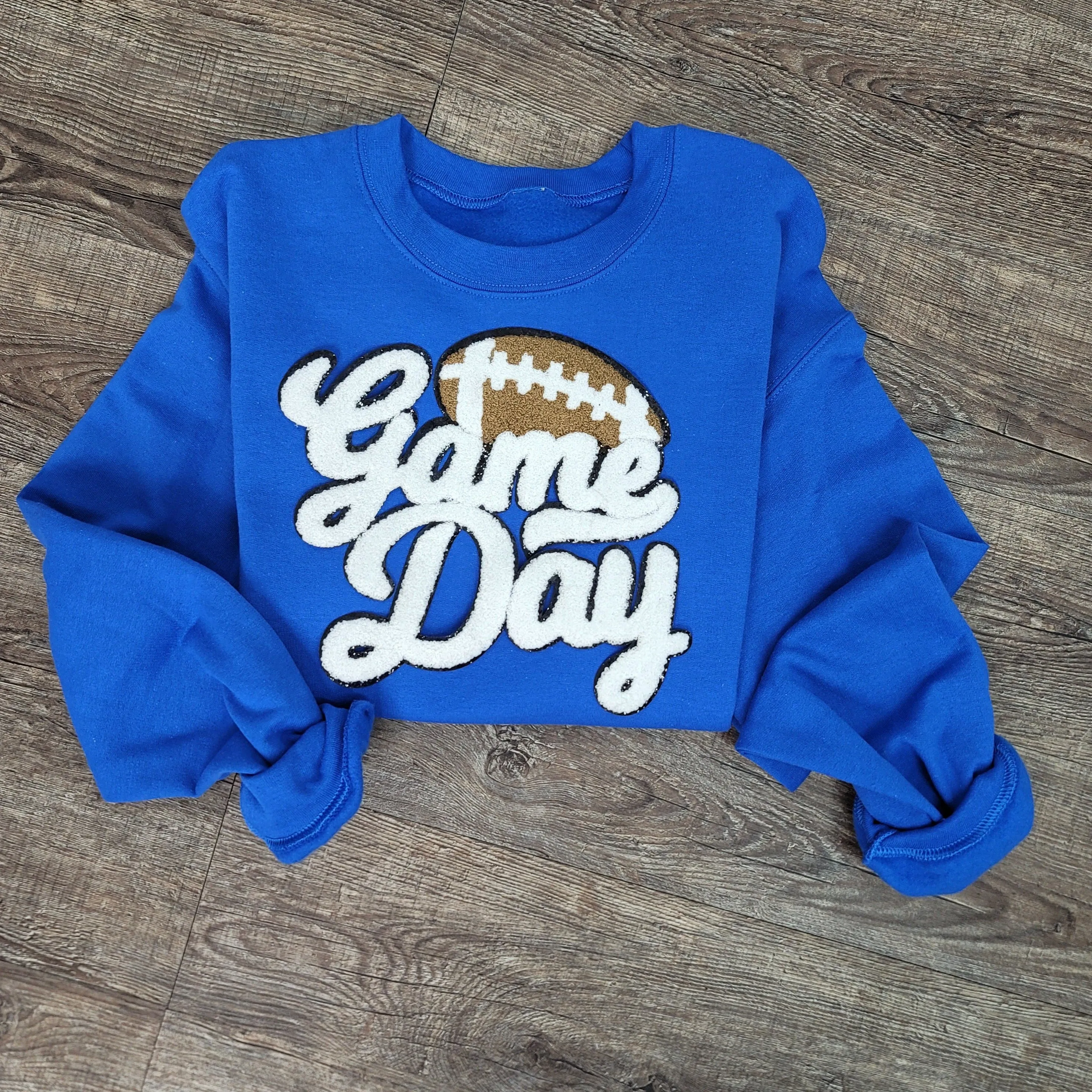 Hazel Blues® |  Game Day w/Football Patch Sweatshirts