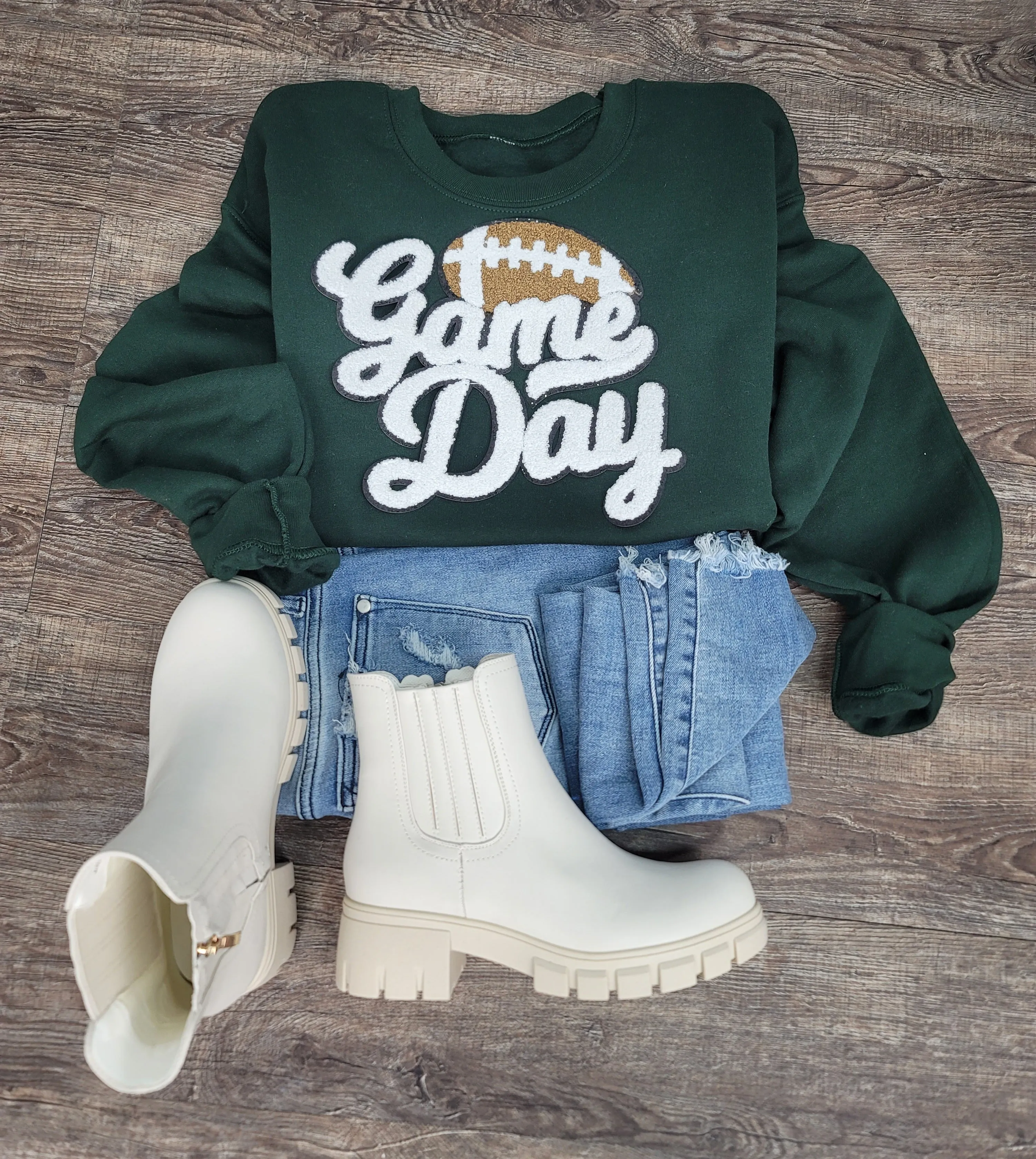 Hazel Blues® |  Game Day w/Football Patch Sweatshirts