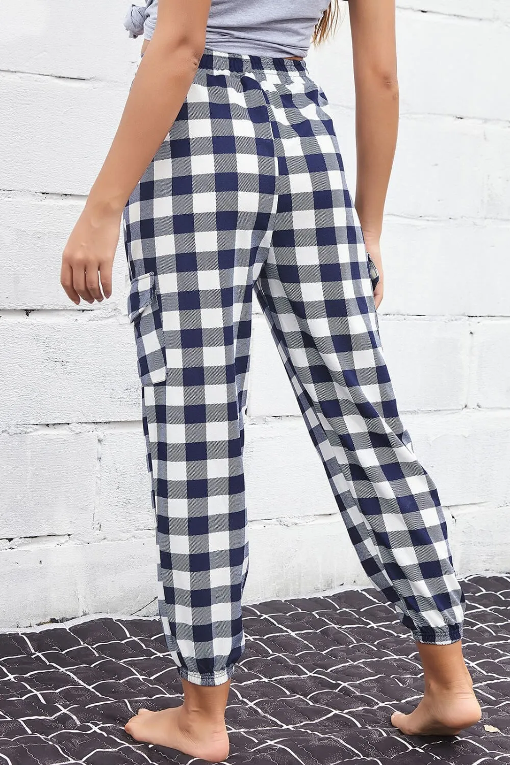 Hazel Blues® |  Plaid Elastic High Waist Cargo Pants