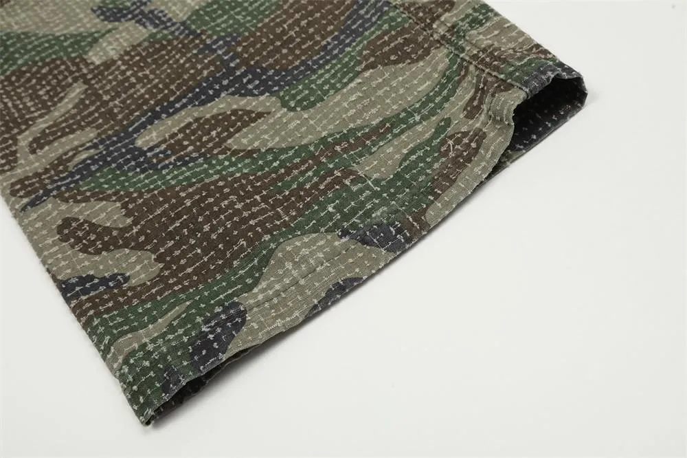 Heavy Industry Hole Scrub Camouflage Workwear Trousers Men's Outdoor Mountain Pleated Paratroopers Straight Casual Pants Hip-Hop Trendy