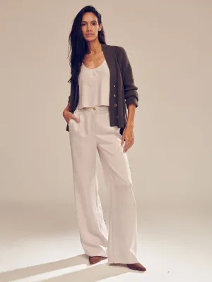 Hepburn Pant in Heirloom Satin - Parchment