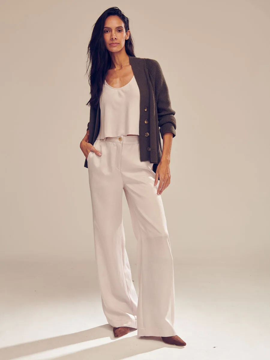 Hepburn Pant in Heirloom Satin - Parchment
