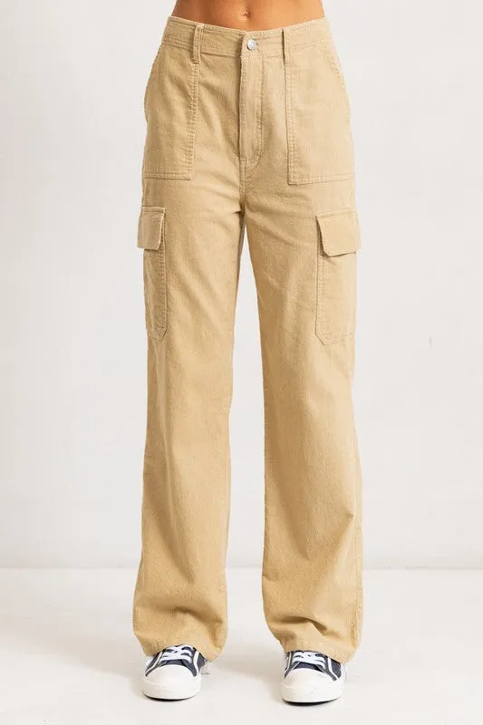 High Rise Corduroy Cargo Pants
