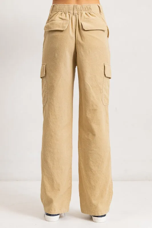 High Rise Corduroy Cargo Pants