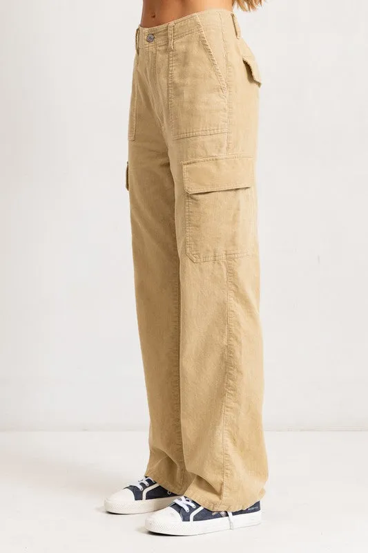 High Rise Corduroy Cargo Pants
