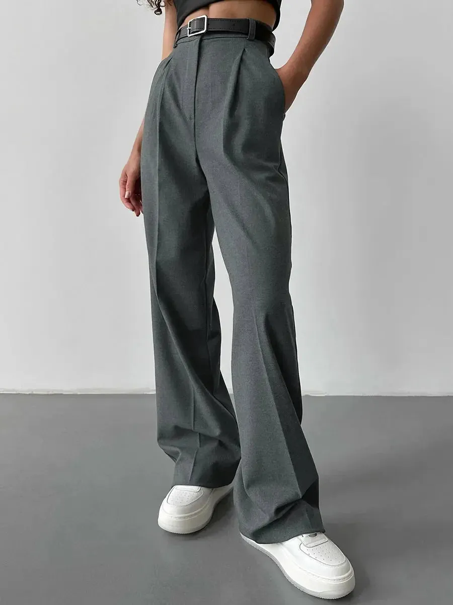 High Waist Wide-Leg Tailored Trousers