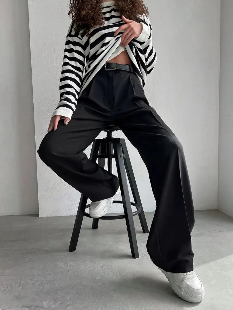 High Waist Wide-Leg Tailored Trousers