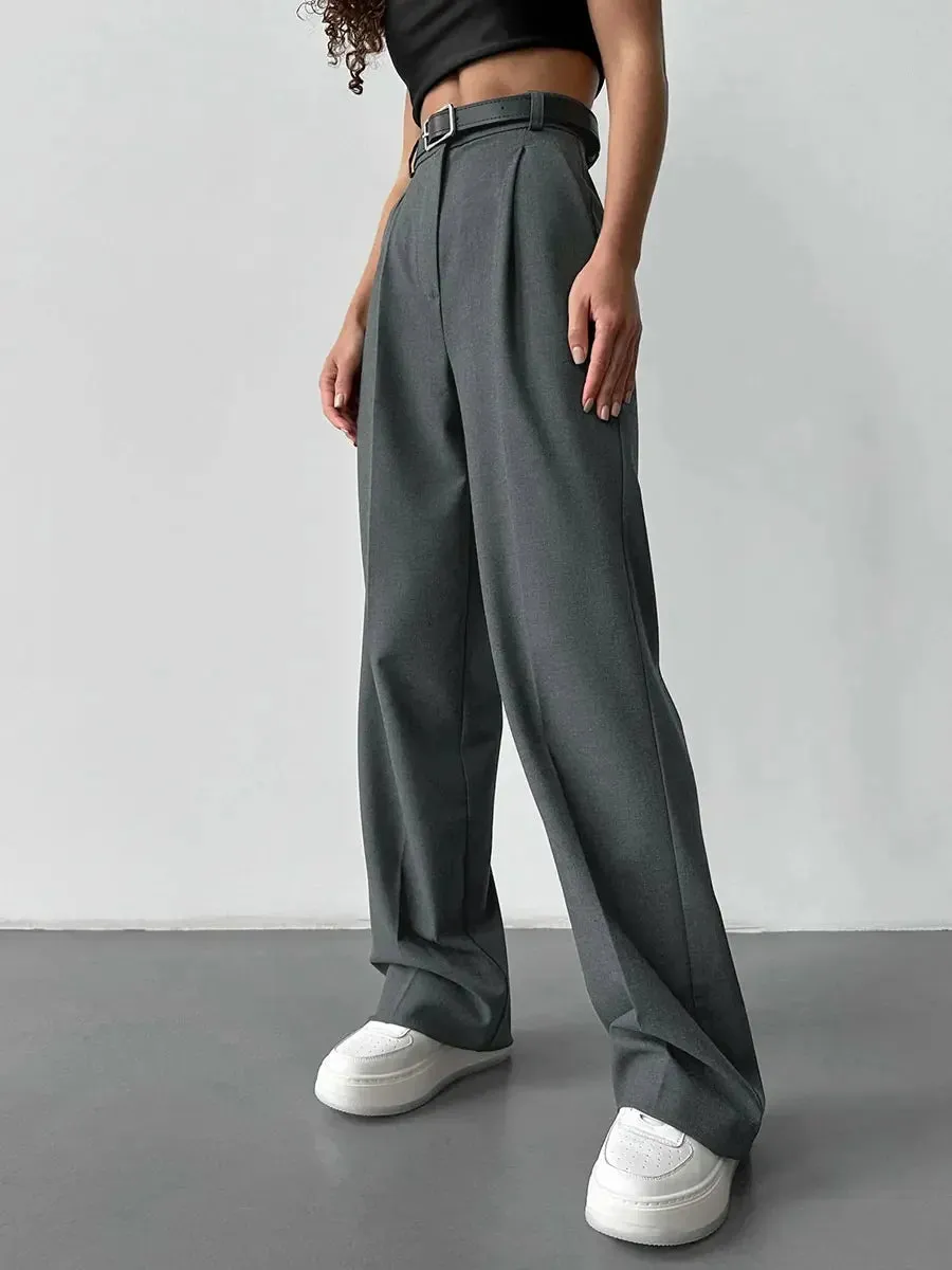 High Waist Wide-Leg Tailored Trousers