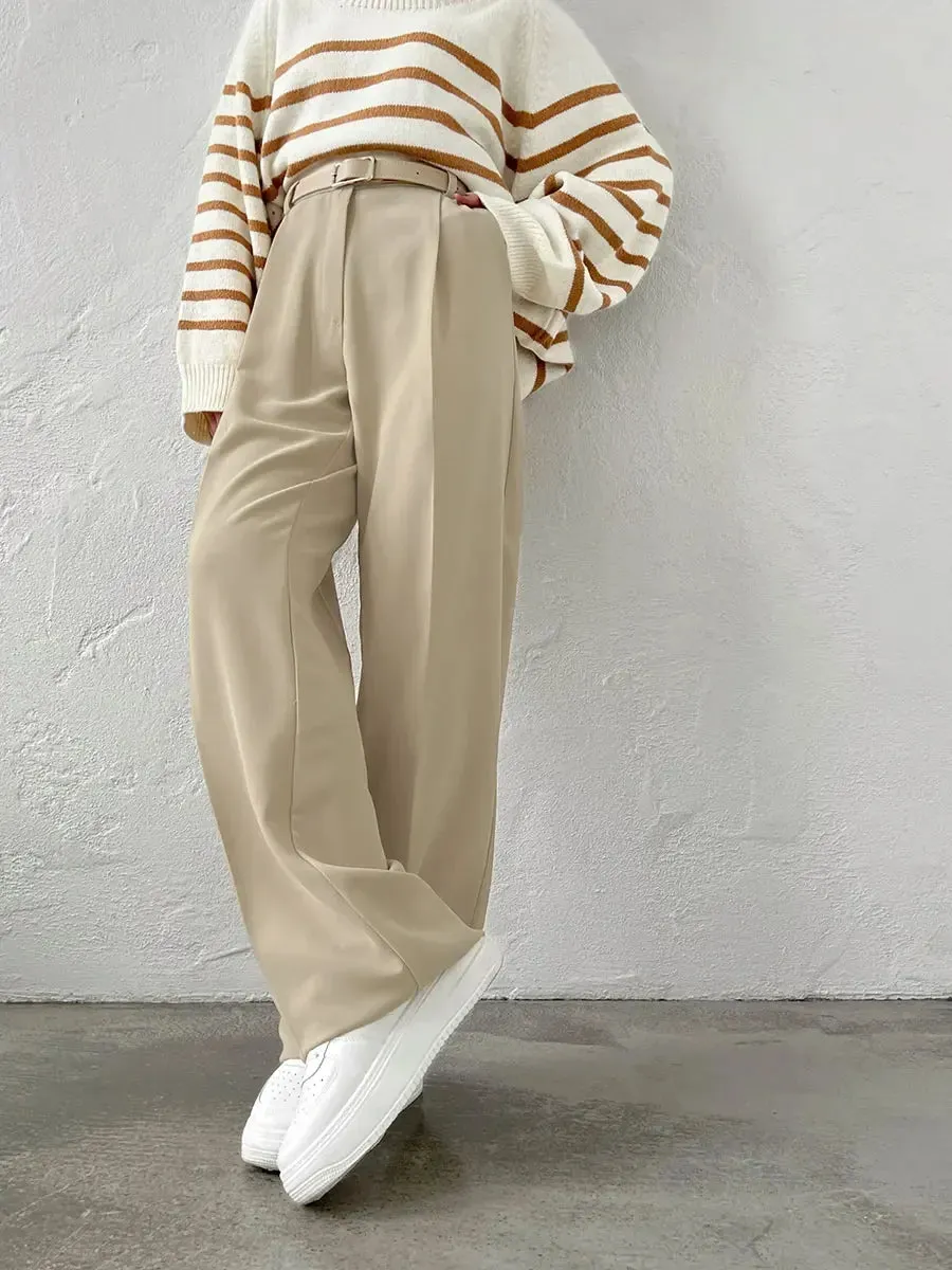 High Waist Wide-Leg Tailored Trousers