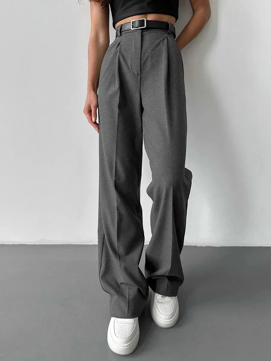 High Waist Wide-Leg Tailored Trousers