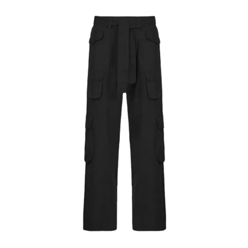 Hip Hop Solid Color Wide-leg Cargo Pants