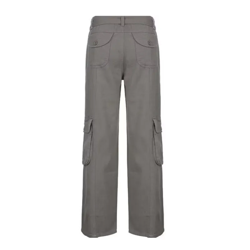 Hip Hop Solid Color Wide-leg Cargo Pants