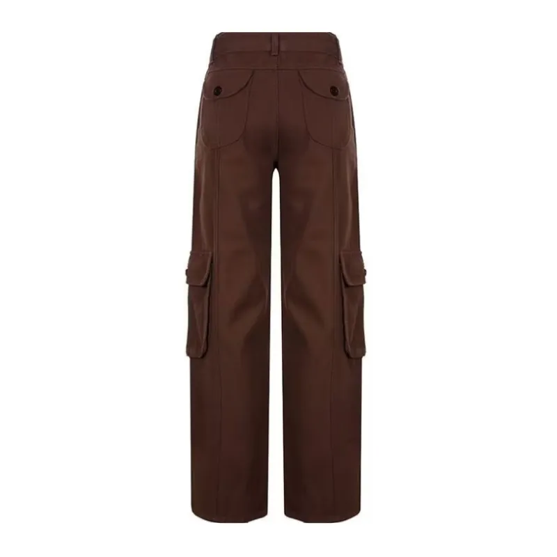Hip Hop Solid Color Wide-leg Cargo Pants
