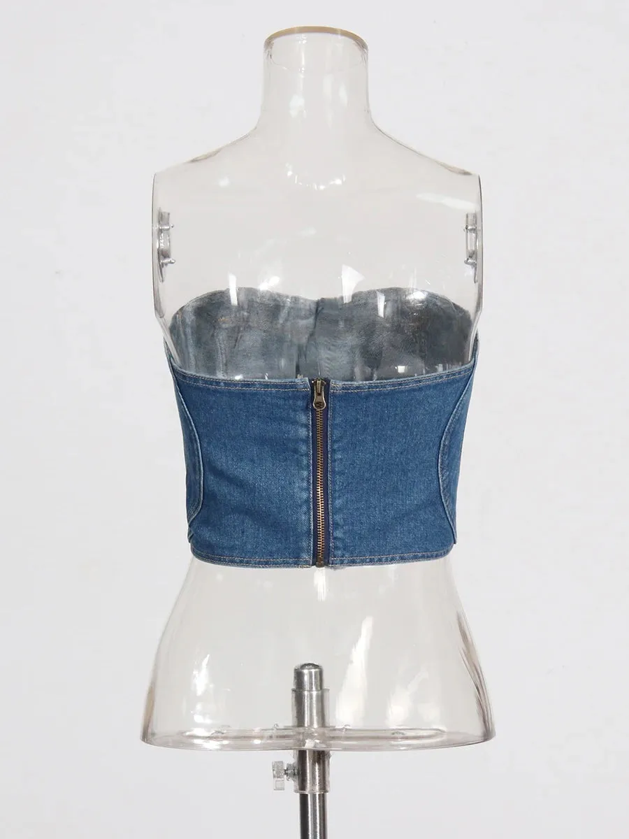 Hit Color Set Love Patchwork Wide Leg Hollow Out Jeans
