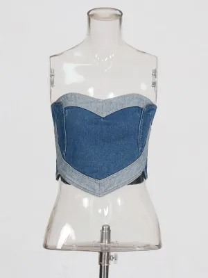 Hit Color Set Love Patchwork Wide Leg Hollow Out Jeans