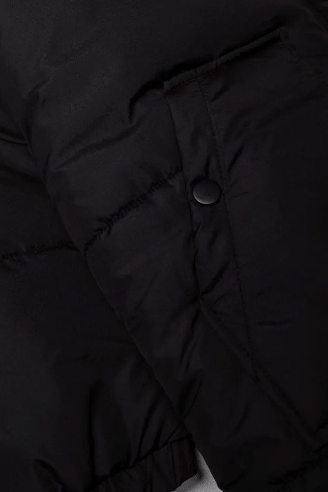 Hooded Long Puffer Jacket Black