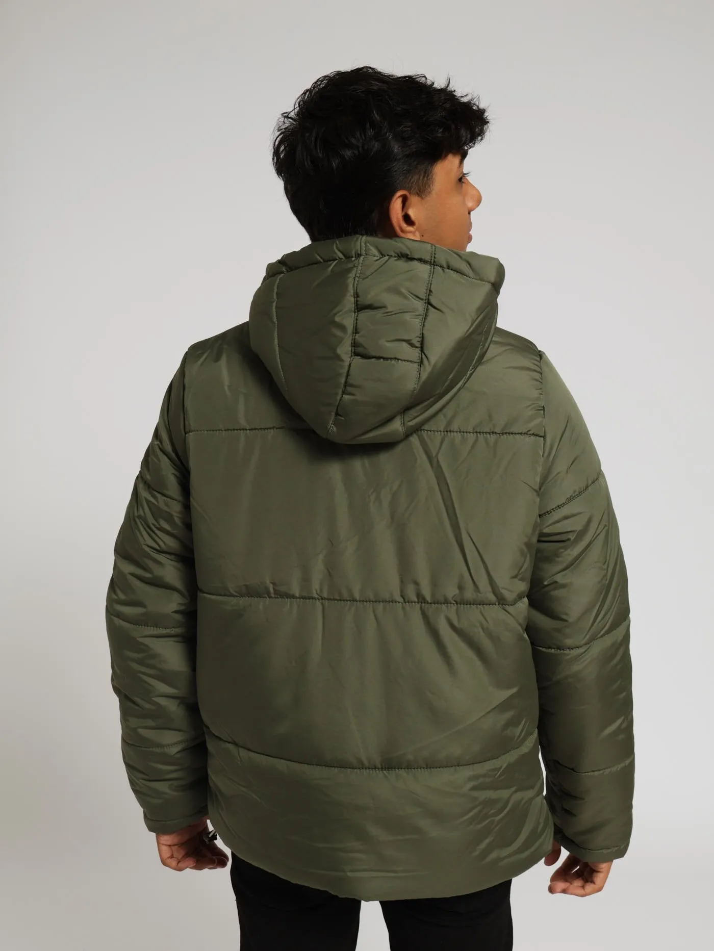 Hooded Puffer Jacket - Light Fatigue