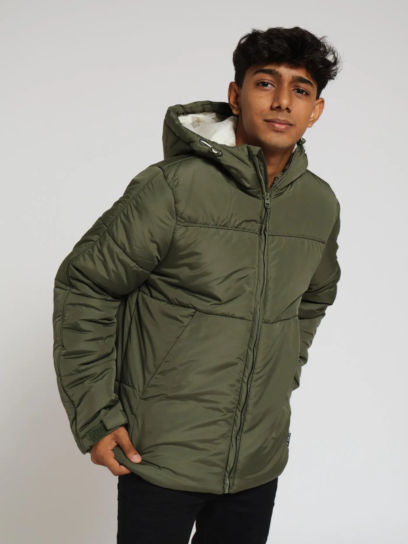 Hooded Puffer Jacket - Light Fatigue