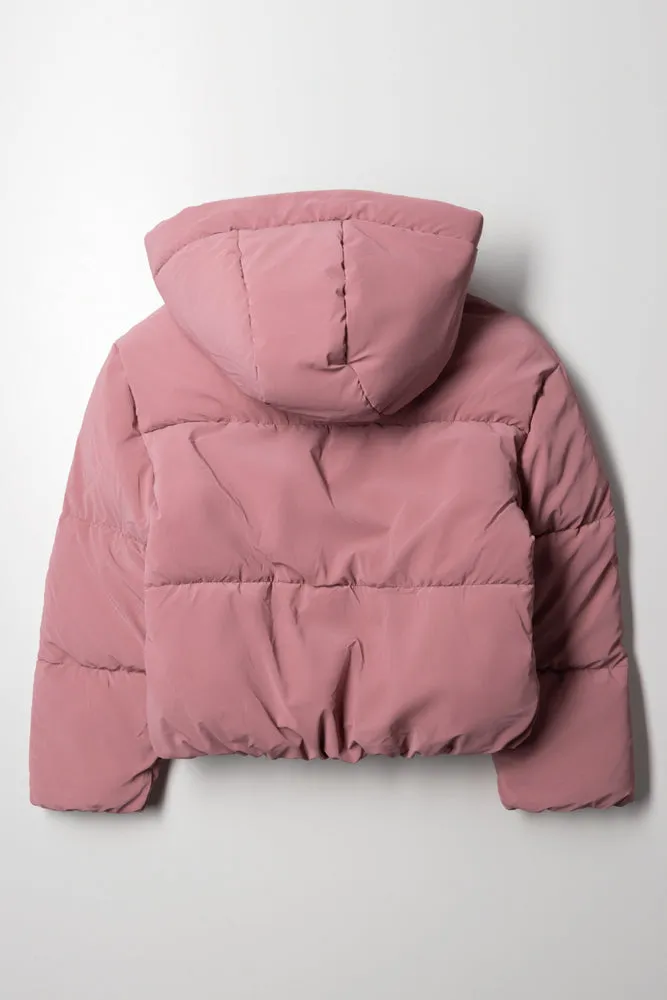 Hooded Puffer Jacket Pink