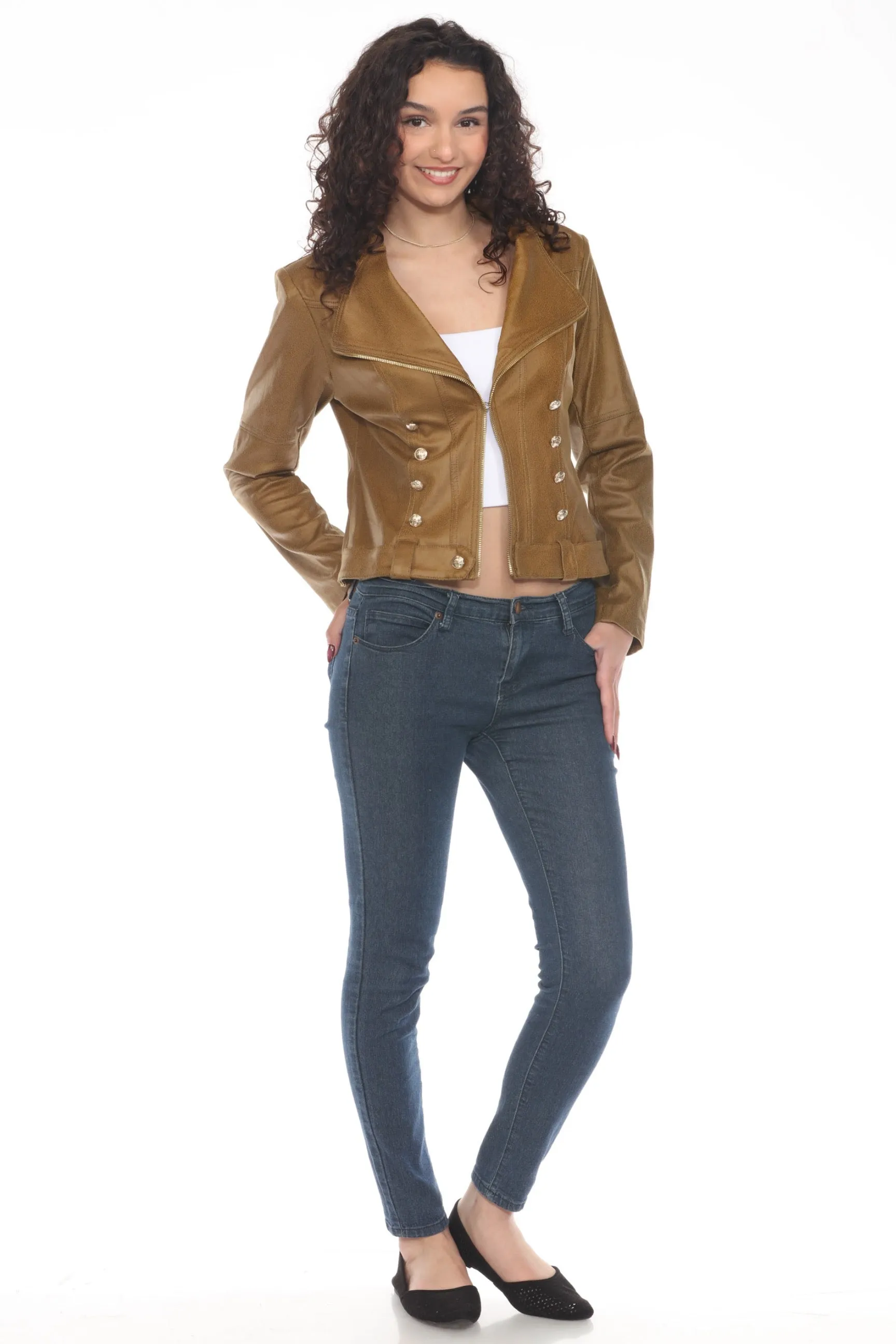Insight New York Willow Green Vegan Leather Military Jacket BCJ7605C