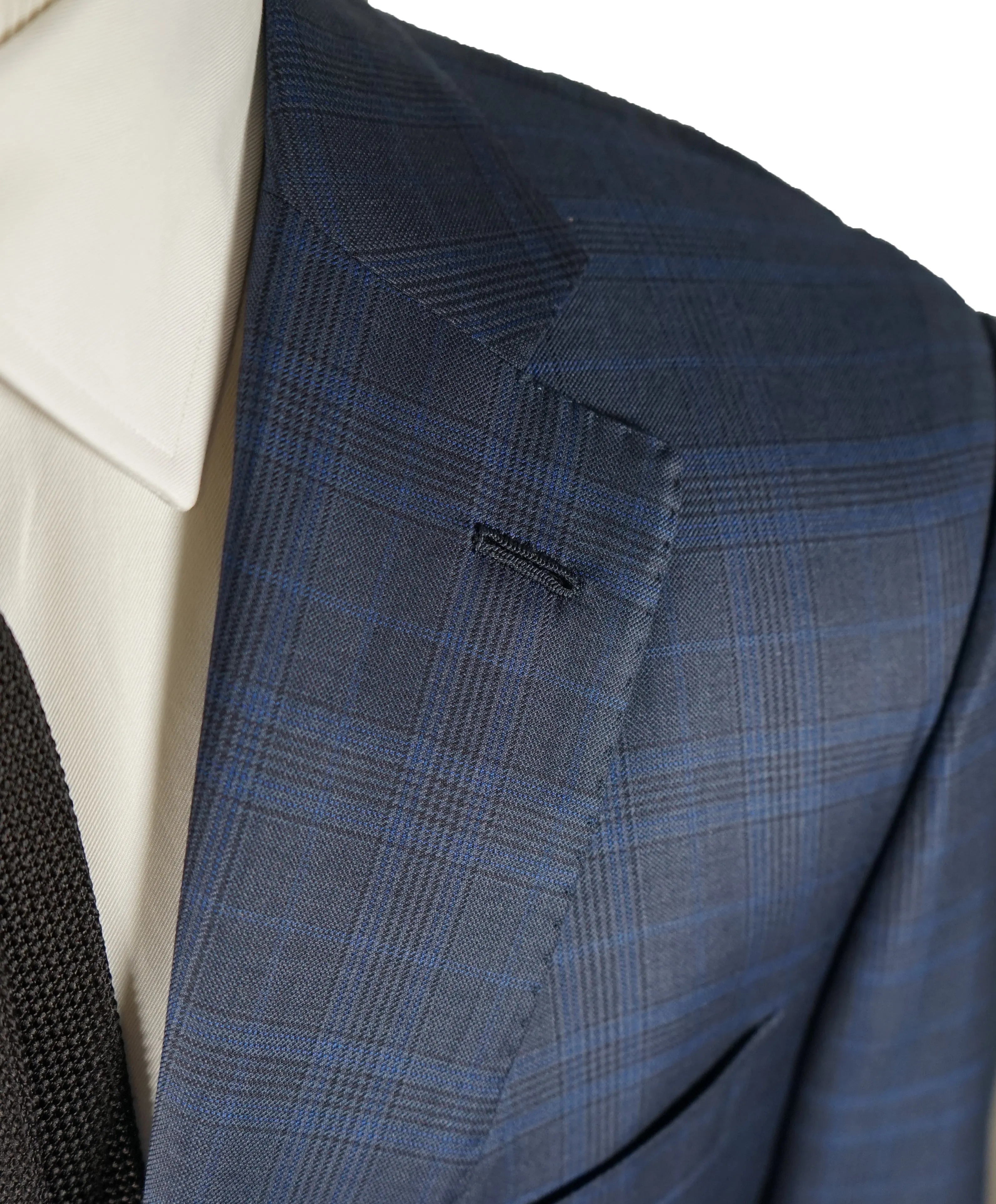ISAIA - Blue Bold Plaid Suit With Logo Detailing - 44R