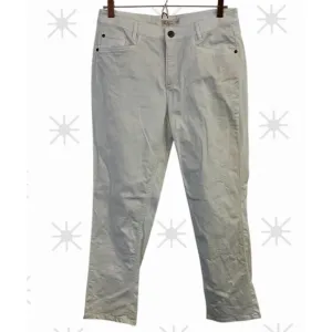 J Jill Womens White Denim Pants Smooth Fit Straight Leg Size 12 Petite 5 Pockets