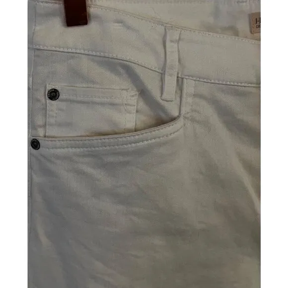 J Jill Womens White Denim Pants Smooth Fit Straight Leg Size 12 Petite 5 Pockets