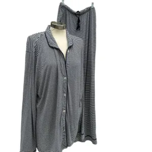 J.Crew Eco Dreamiest Long Sleeve Striped Pajama Set BB033 - Navy/White