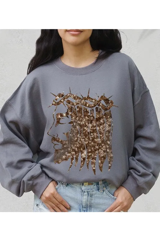 Jesus Face Gold Graphic Fleece Sweatshirts