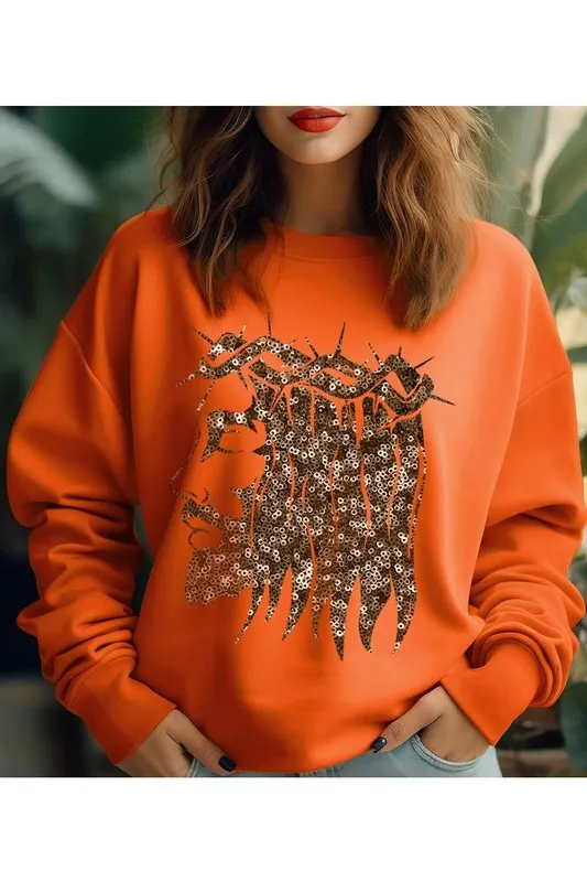 Jesus Face Gold Graphic Fleece Sweatshirts
