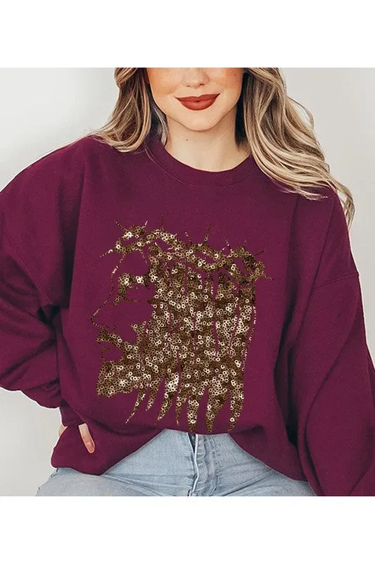 Jesus Face Gold Graphic Fleece Sweatshirts