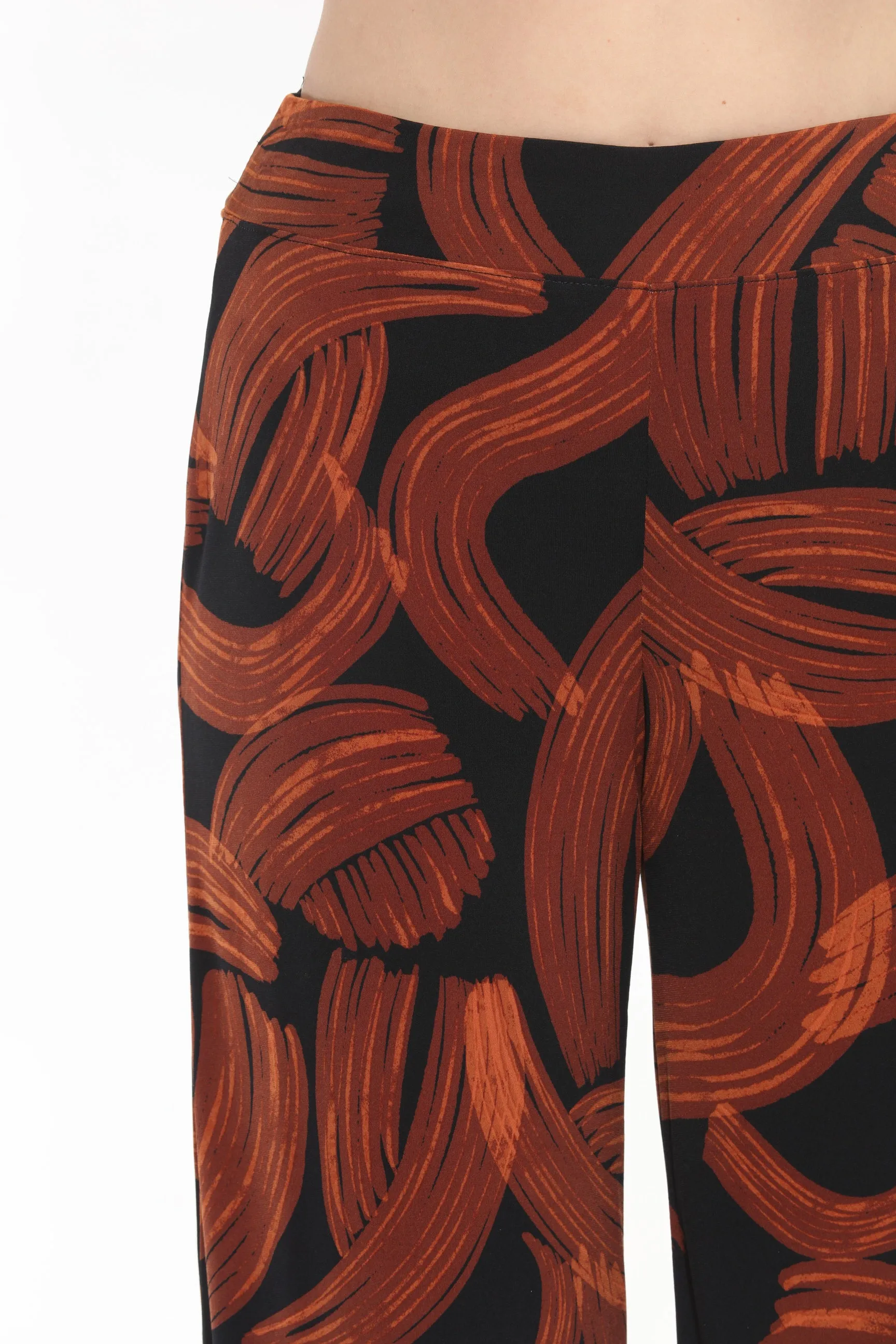 Joseph Ribkoff Black/Brown Brushstroke Print Wide Leg Pants 244244