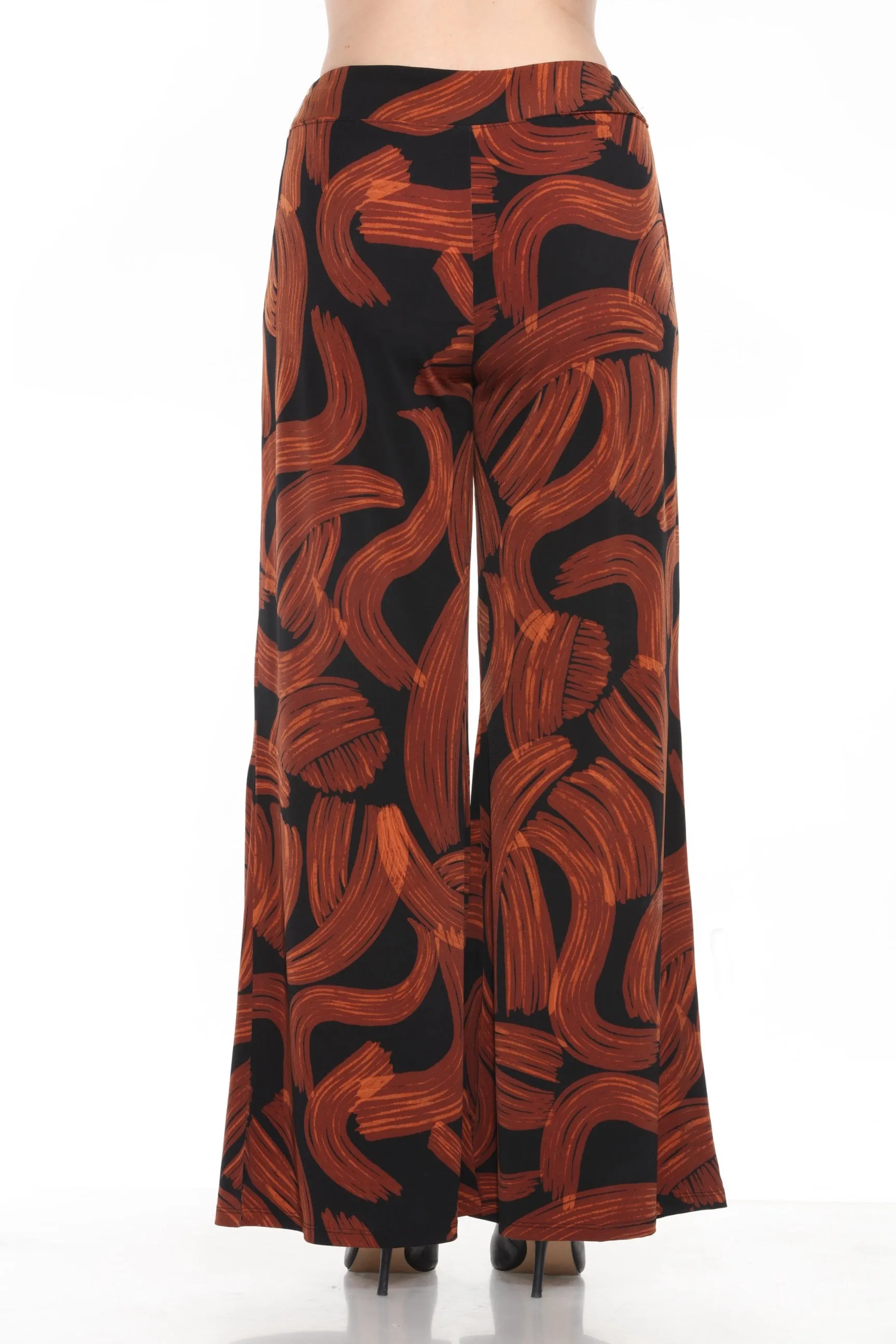 Joseph Ribkoff Black/Brown Brushstroke Print Wide Leg Pants 244244