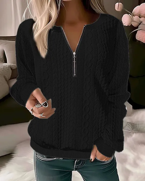 Knitted Lyra Sweater with Half-Zip