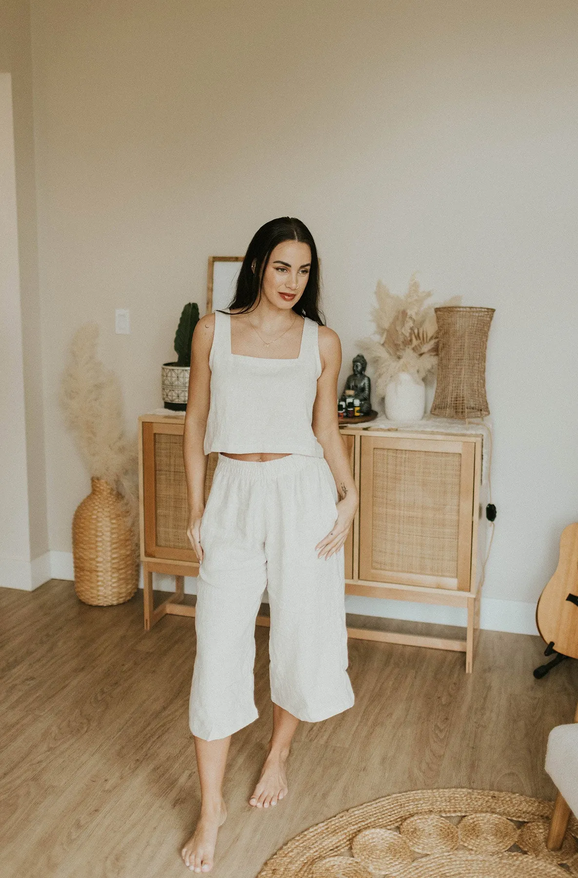 Ladies Linen Wide Leg Pants