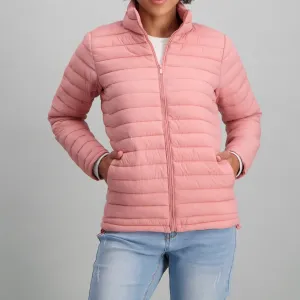 Ladies-Long Sleeve Feather Puffer - Blush