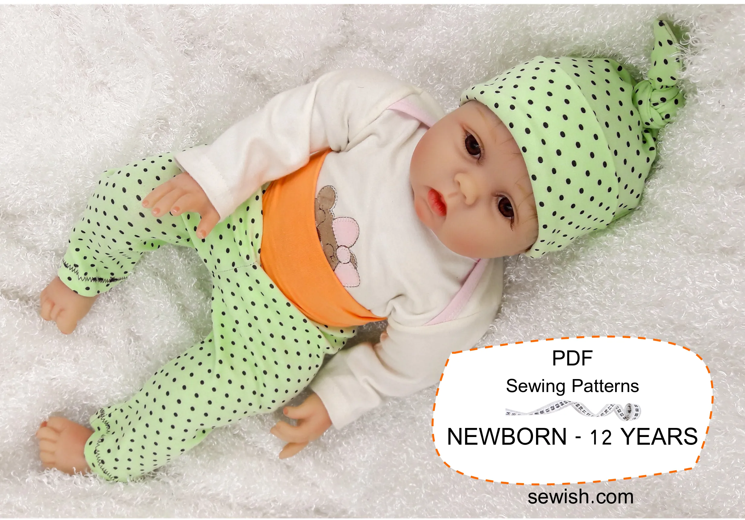 Leggings Baby Sewing Patterns for Girl and Boy Sizes NEWBORN - 12 YEARS