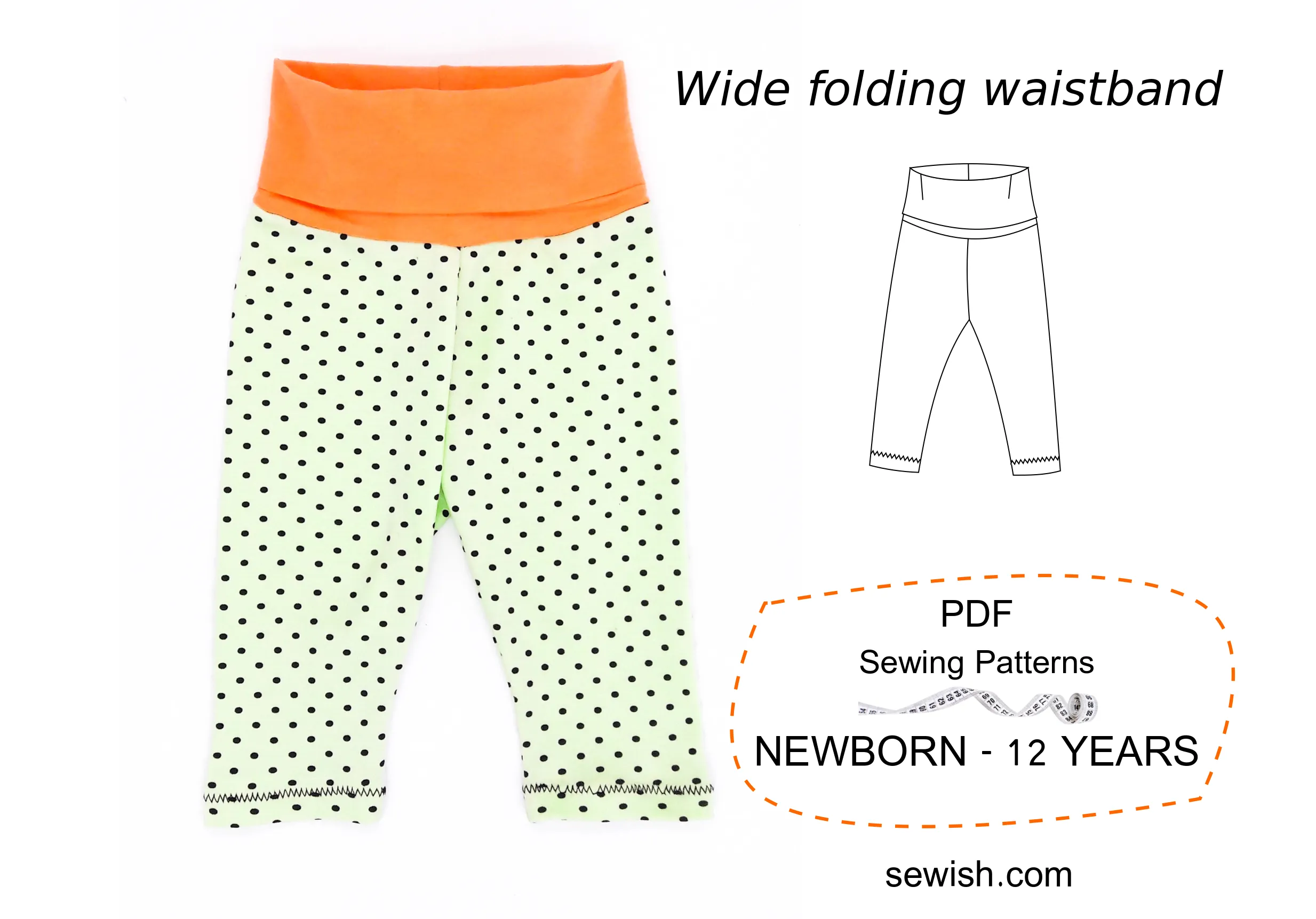 Leggings Baby Sewing Patterns for Girl and Boy Sizes NEWBORN - 12 YEARS