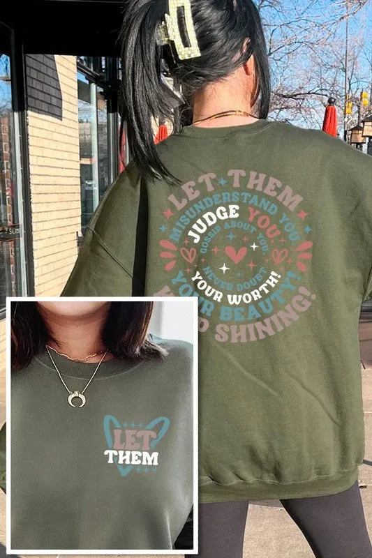 Let Them Graphic Fleece Sweatshirts Plus Sizes