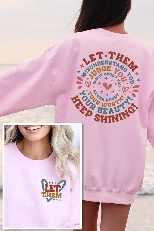 Let Them Graphic Fleece Sweatshirts Plus Sizes