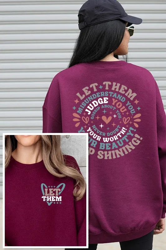 Let Them Graphic Fleece Sweatshirts Plus Sizes