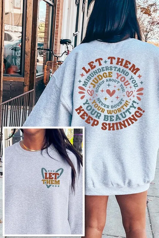 Let Them Graphic Fleece Sweatshirts Plus Sizes