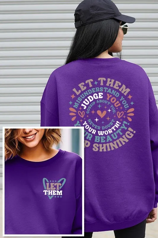 Let Them Graphic Fleece Sweatshirts Plus Sizes